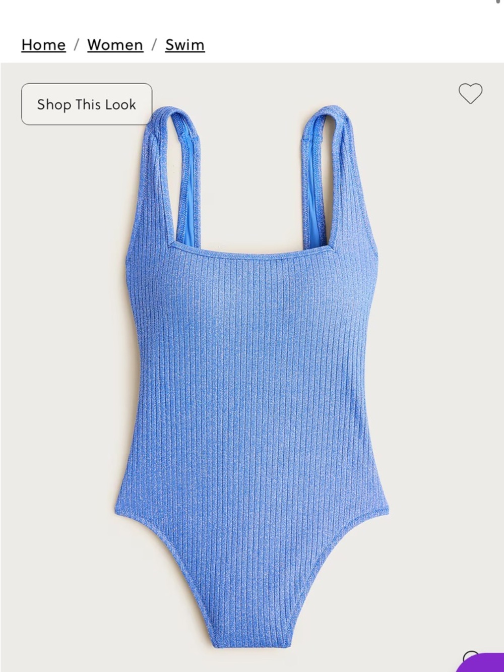 Sparkle rib squareneck one-piece swimsuit